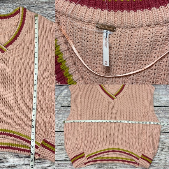 NEW Free People Slouchy Sweater Oversized Tunic Mini V-Neck Cotton Blend Pink XS - Picture 15 of 16